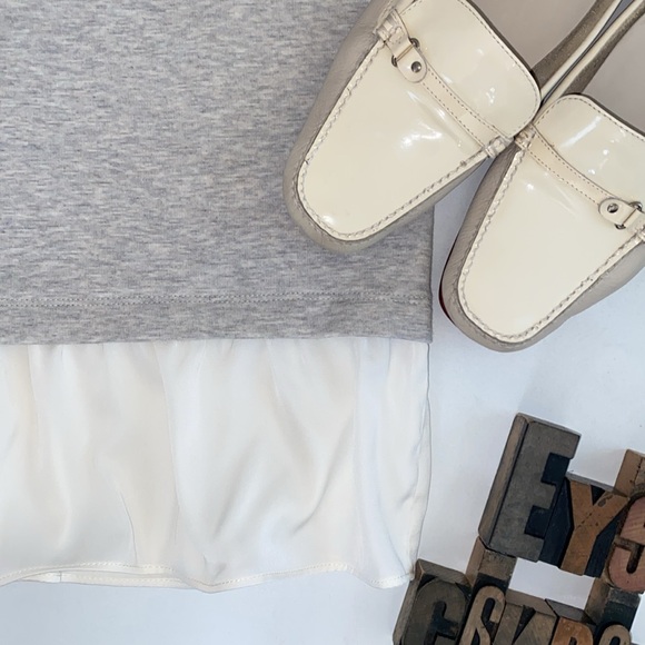 J. CREW Heather Gray With Cream Ruffle Sleeveless Top - Picture 4 of 8